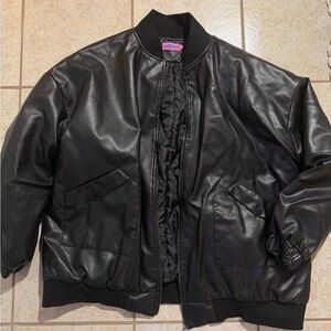 Edikted Black Faux Leather Oversized Jacket